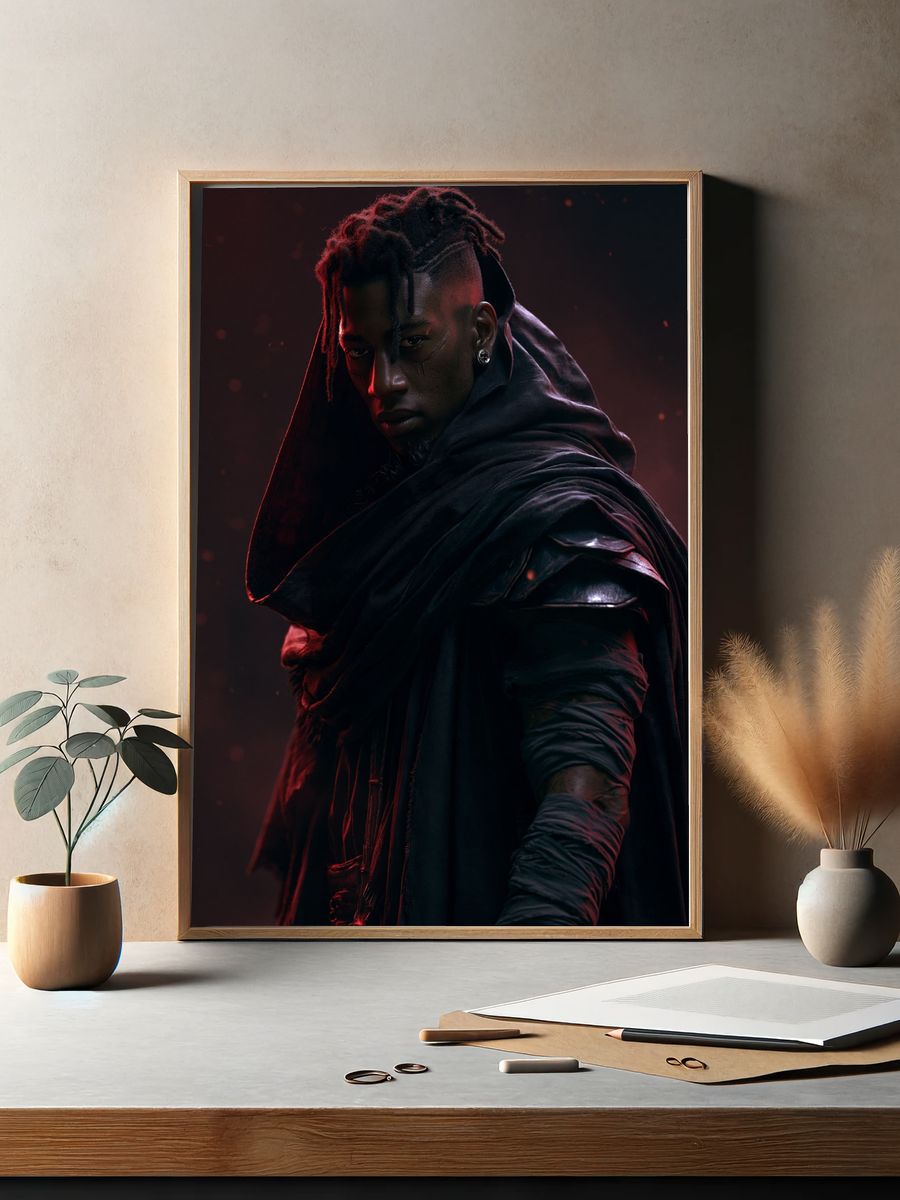 Dark Warrior Portrait Print. — room view 2