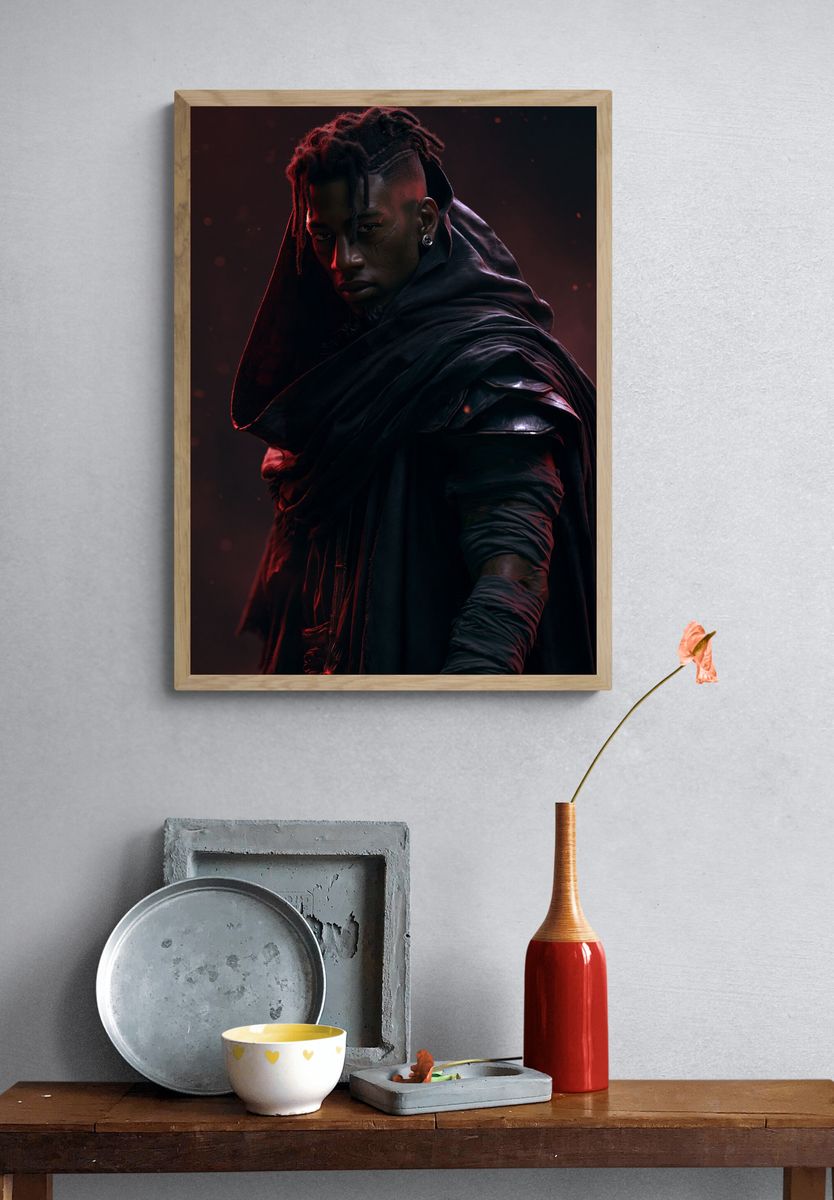 Dark Warrior Portrait Print. — room view 3
