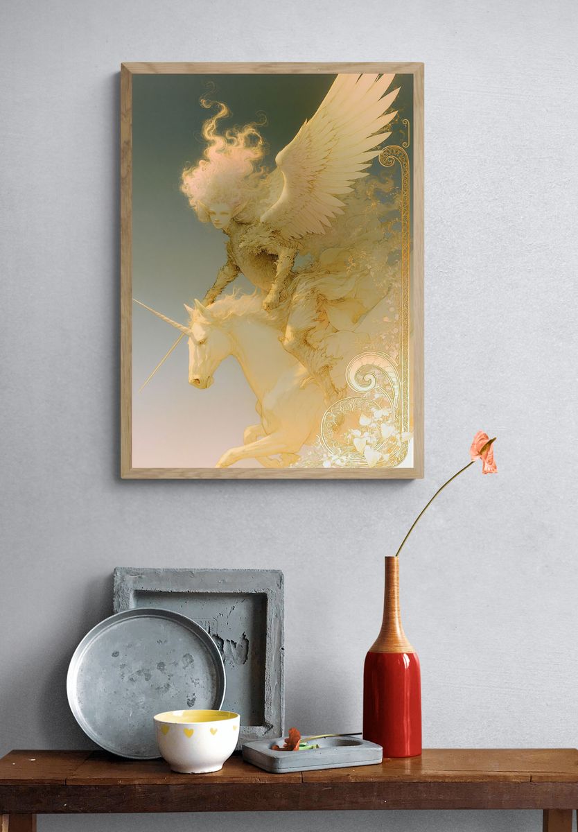 Glowing DNA Helix Digital Art Poster. — room view 3