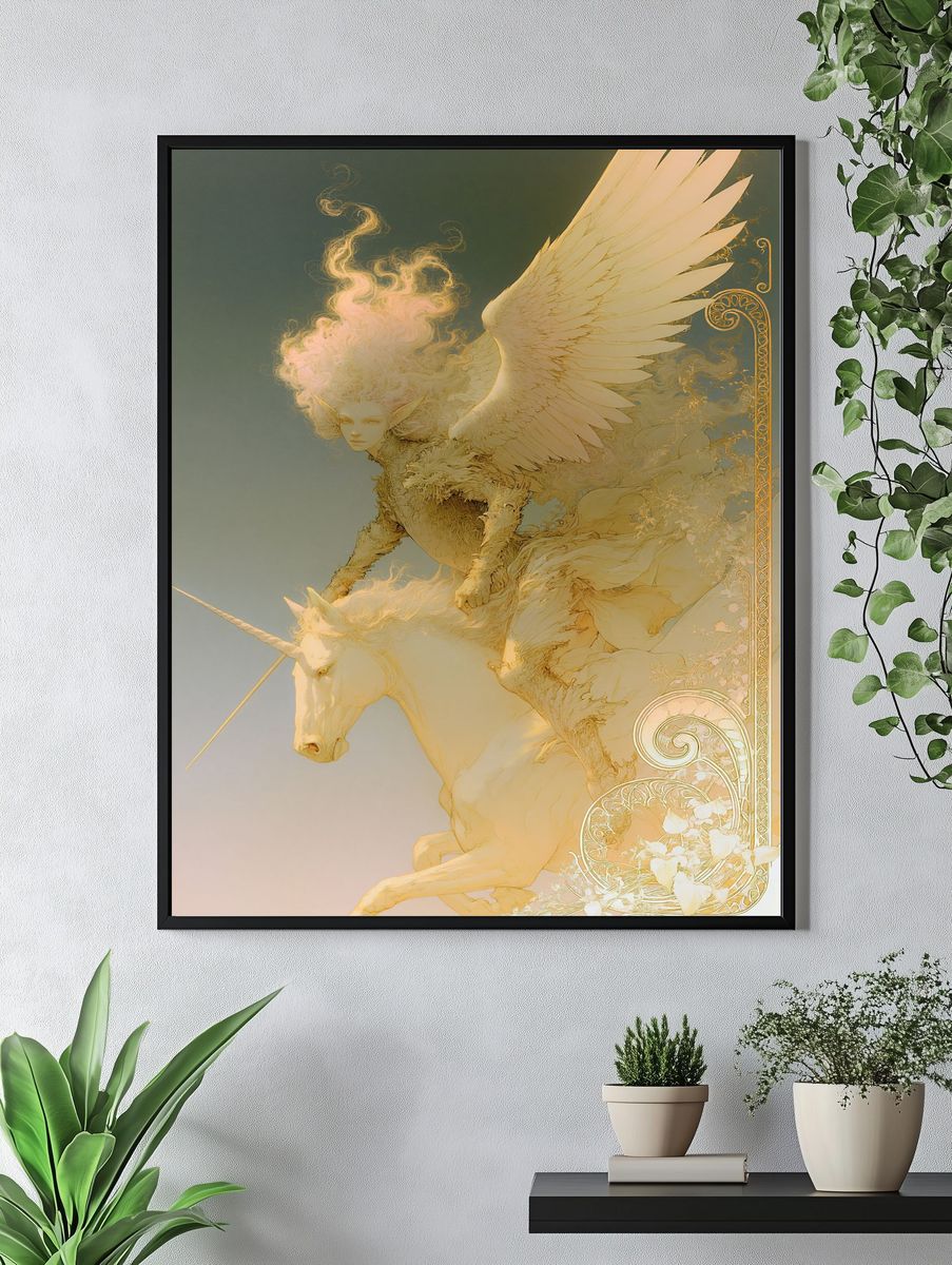 Glowing DNA Helix Digital Art Poster. — room view 4