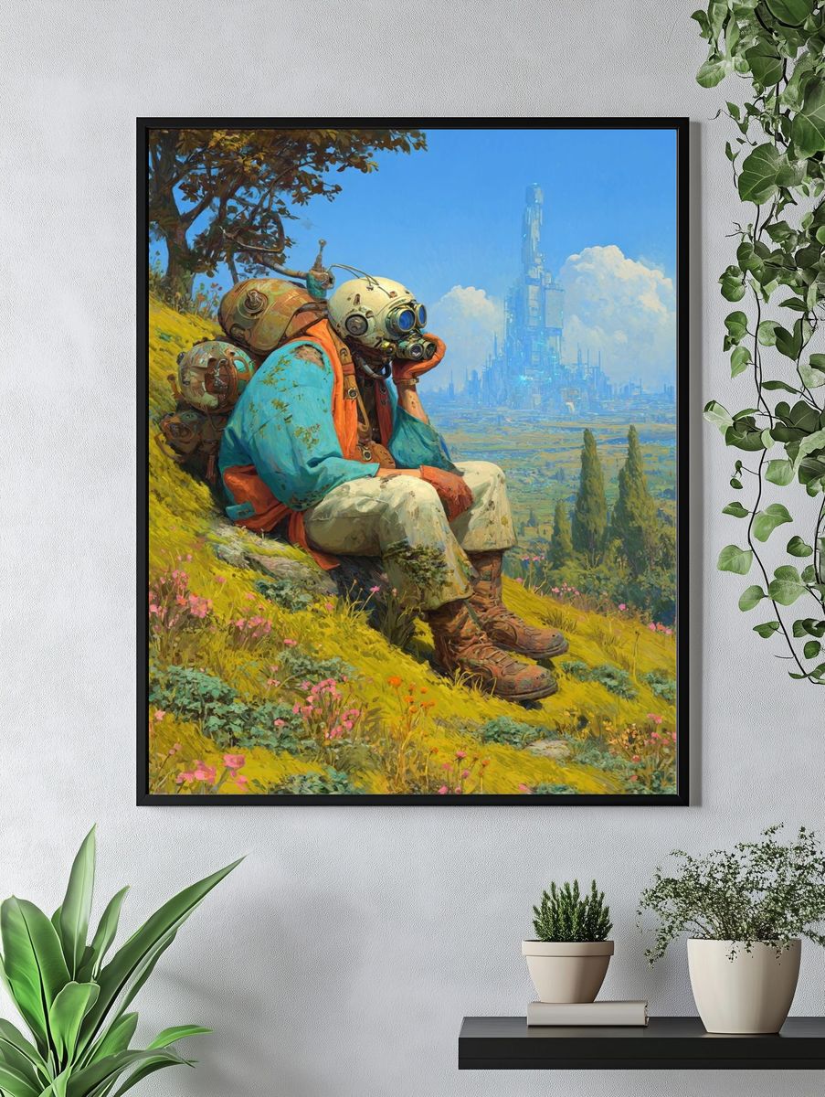 Astronaut Landscape Illustration Poster. — room view 4