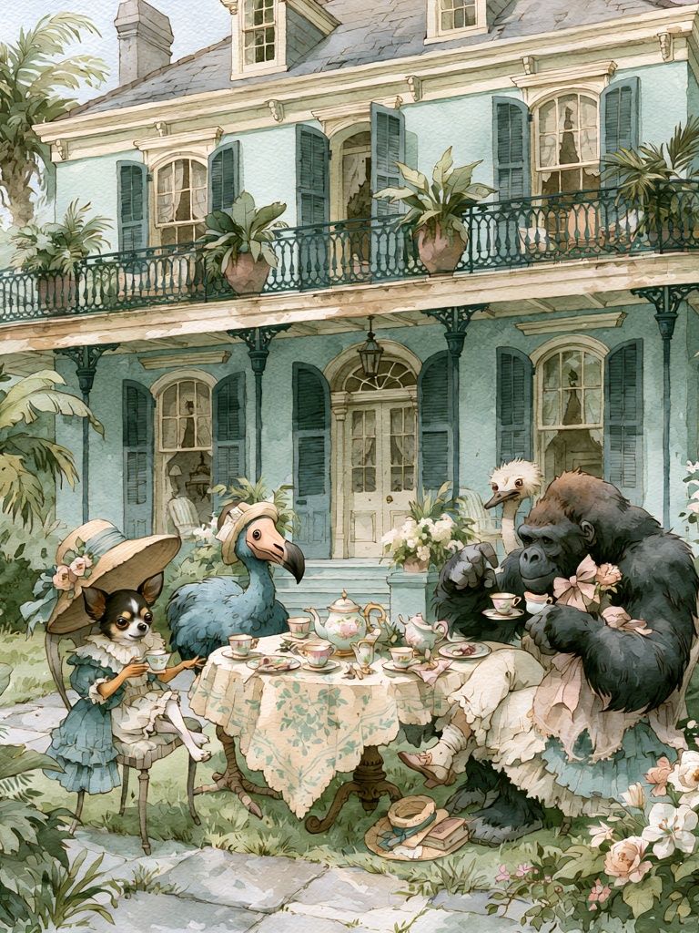 Tropical Tea Party Illustration Poster. poster detail