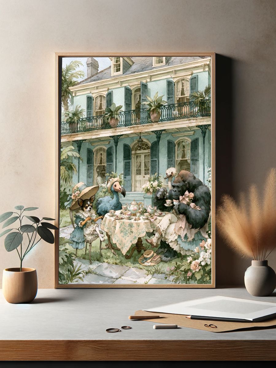 Tropical Tea Party Illustration Poster. — room view 2