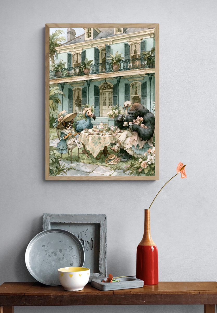 Tropical Tea Party Illustration Poster. — room view 3