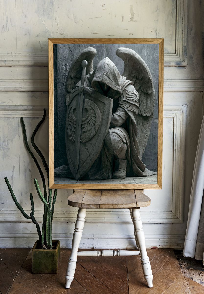 Winged Guardian Fantasy Illustration Print. — room view 1