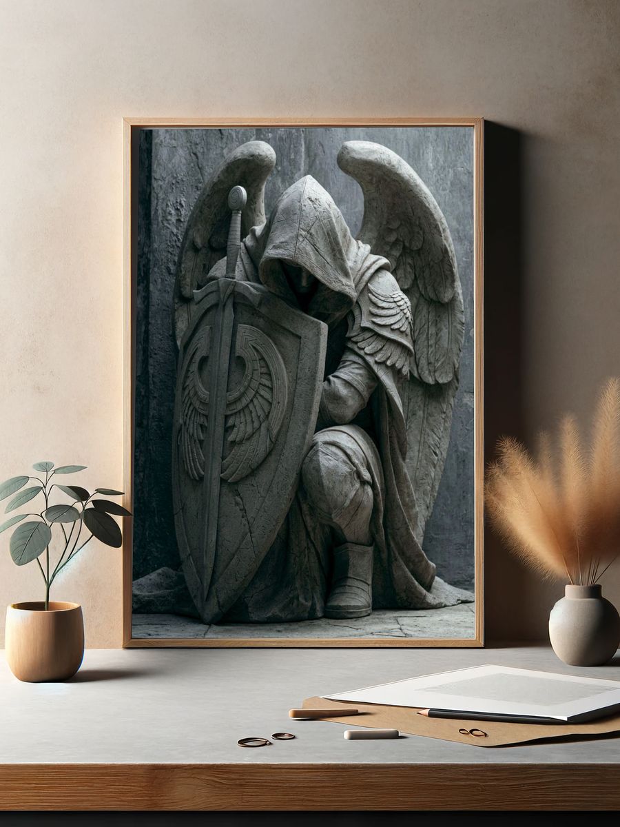 Winged Guardian Fantasy Illustration Print. — room view 2