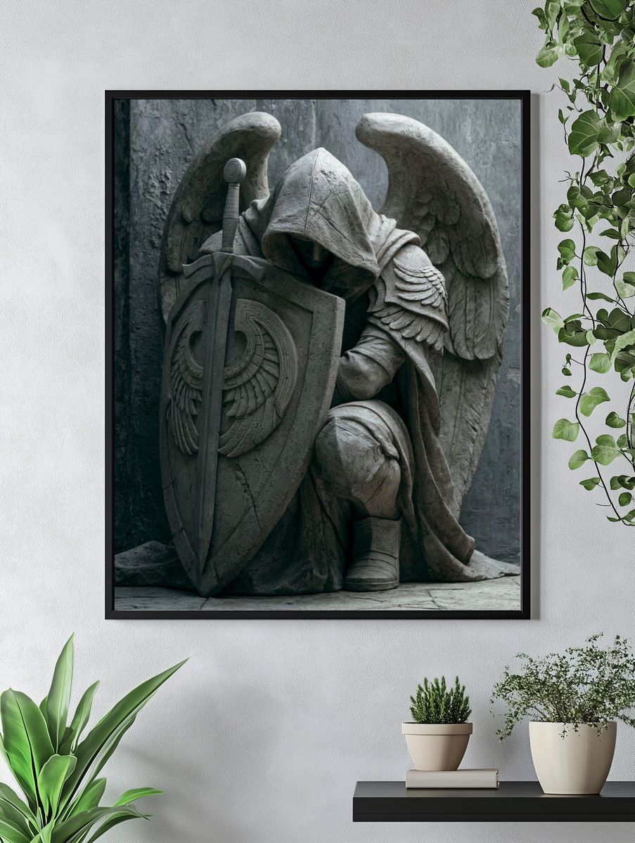 Winged Guardian Fantasy Illustration Print. — room view 4