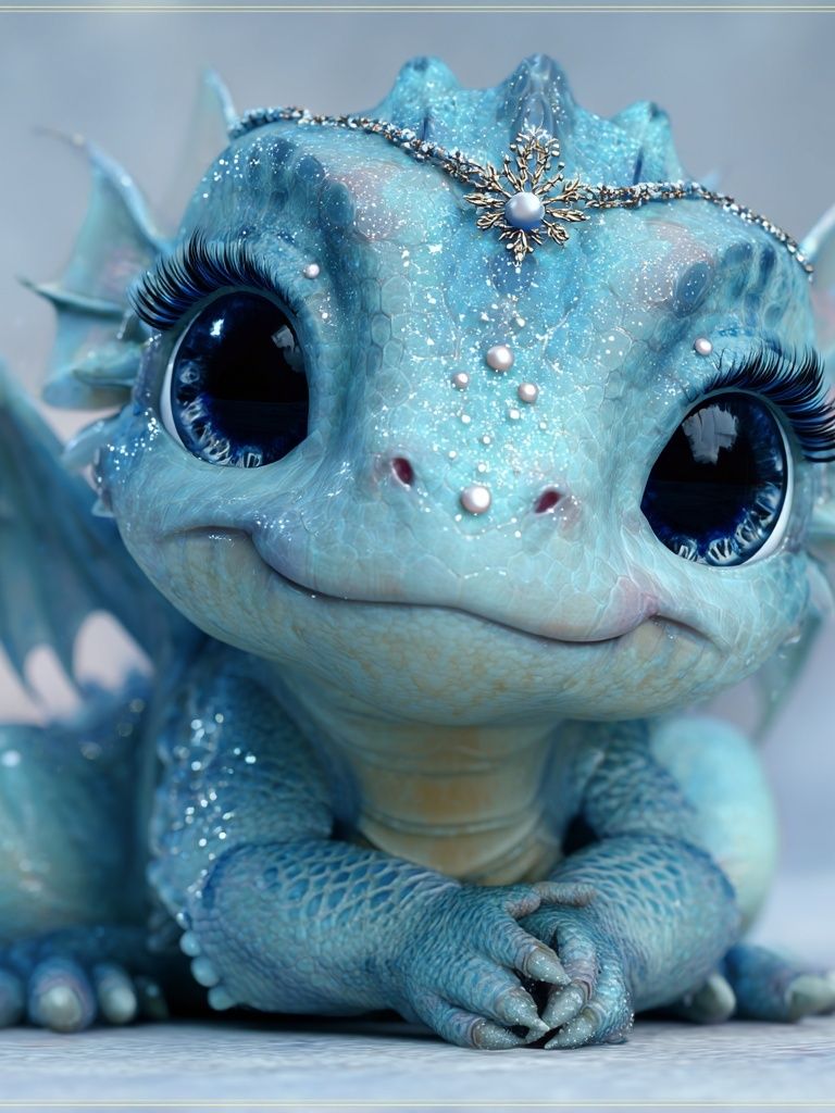 Blue Baby Dragon Illustration Poster. poster detail