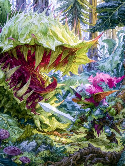 Goblin vs Monster Fantasy Illustration Poster. poster print