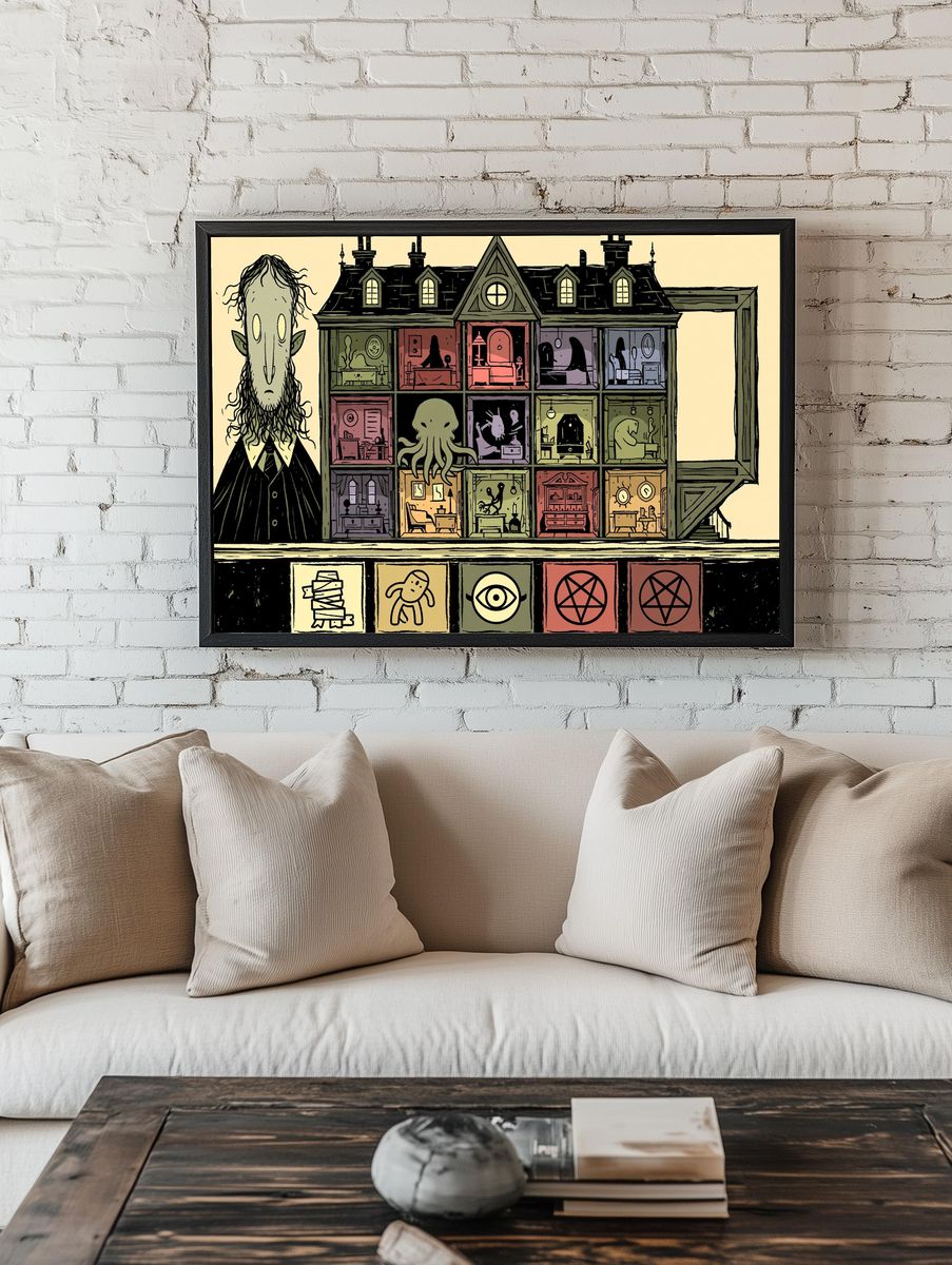 Haunted House Illustration Poster. — room view 1