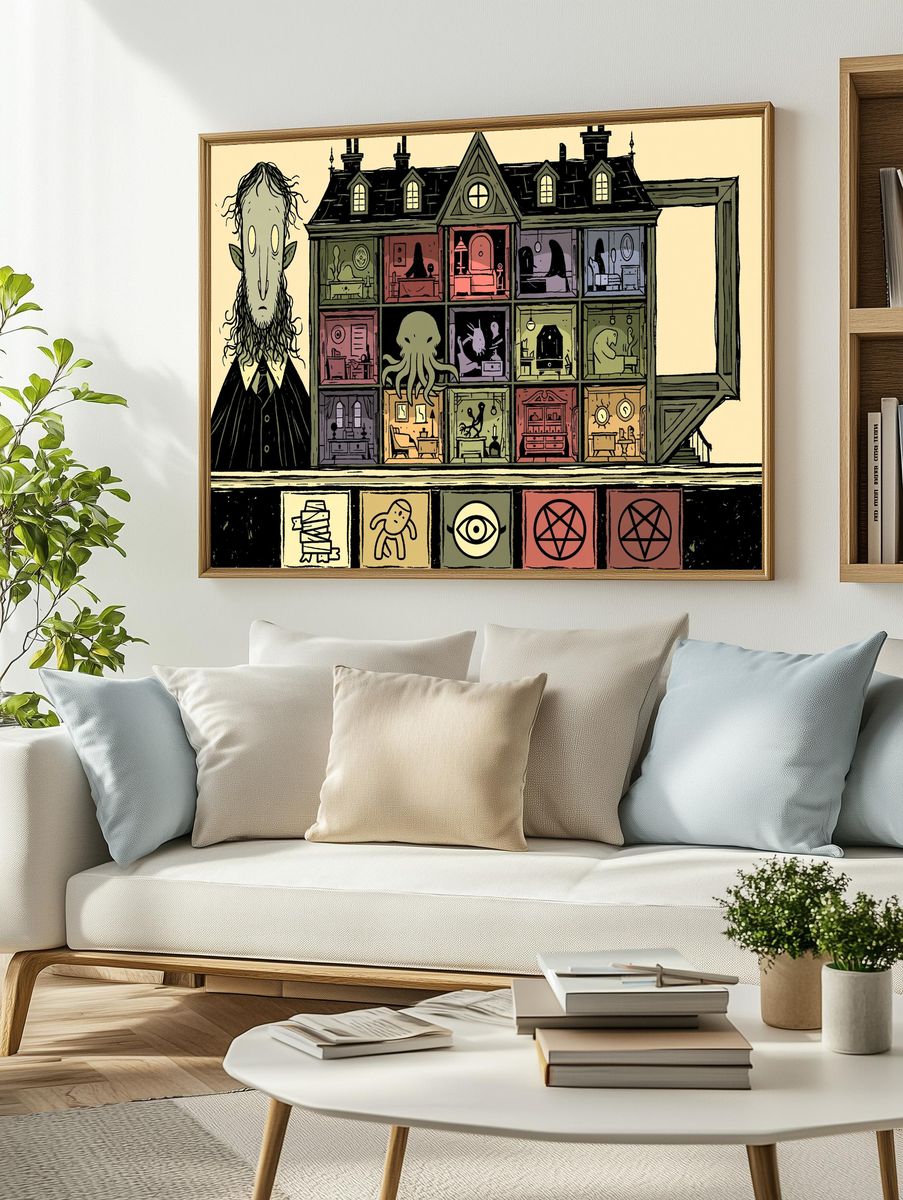 Haunted House Illustration Poster. — room view 2