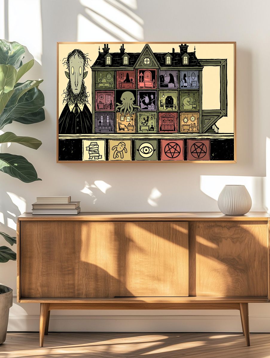 Haunted House Illustration Poster. — room view 3