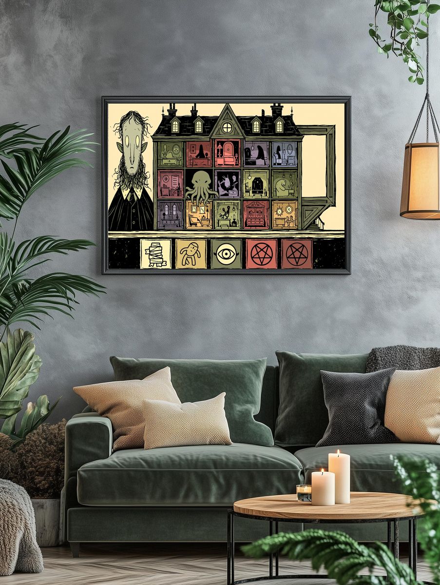 Haunted House Illustration Poster. — room view 4