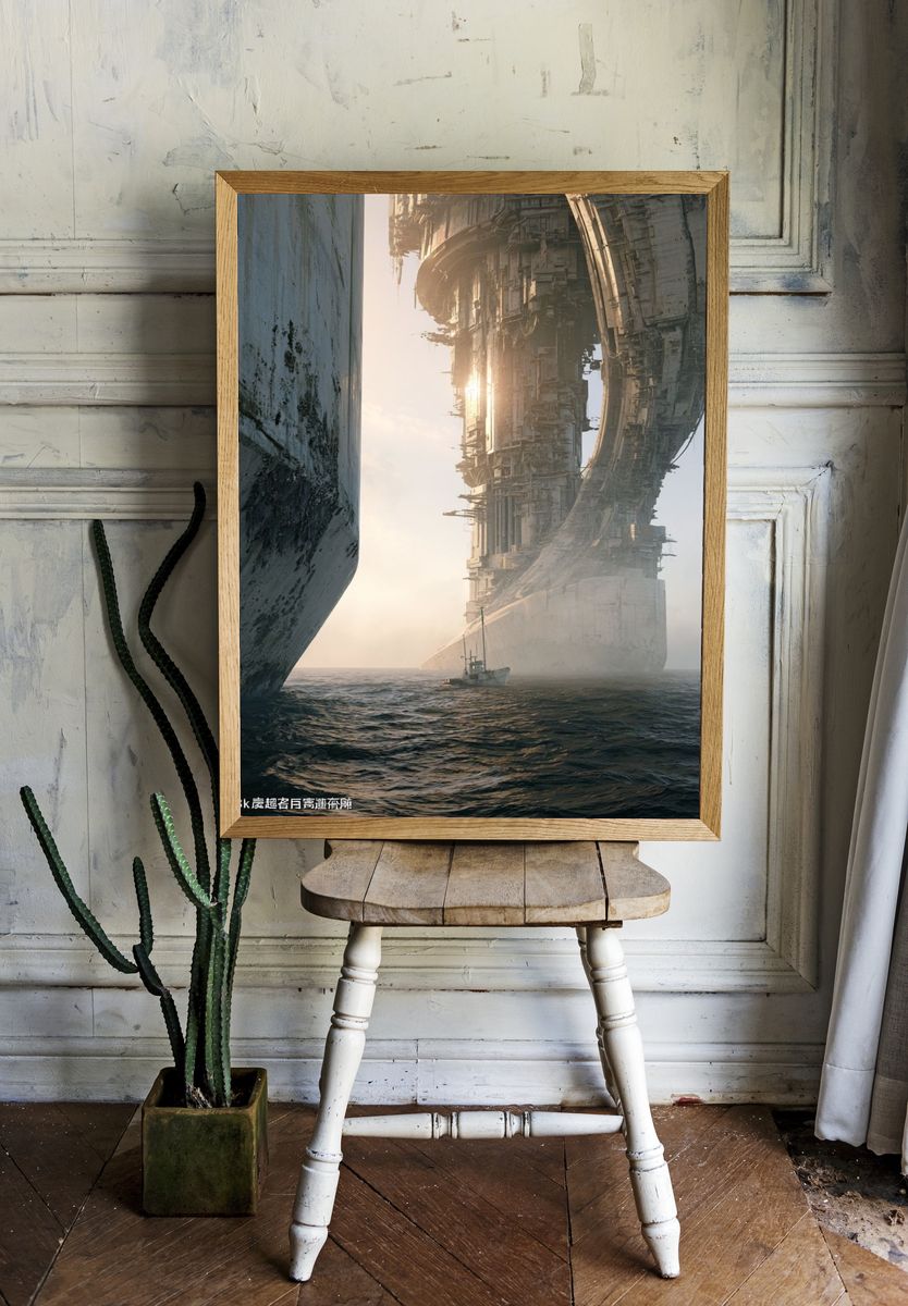 Futuristic Seascape Architecture Poster. — room view 1