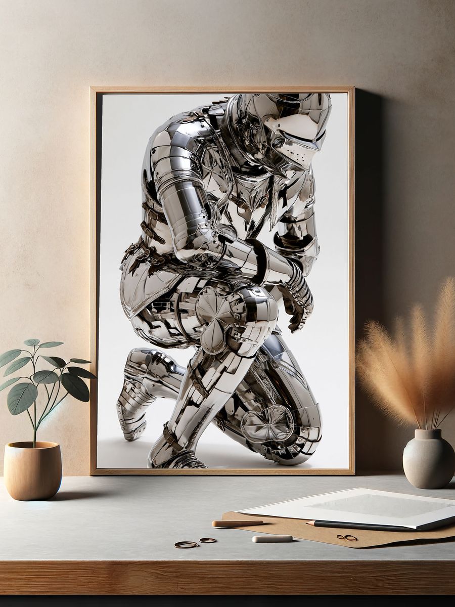 Chrome Knight Sculpture Poster. — room view 2
