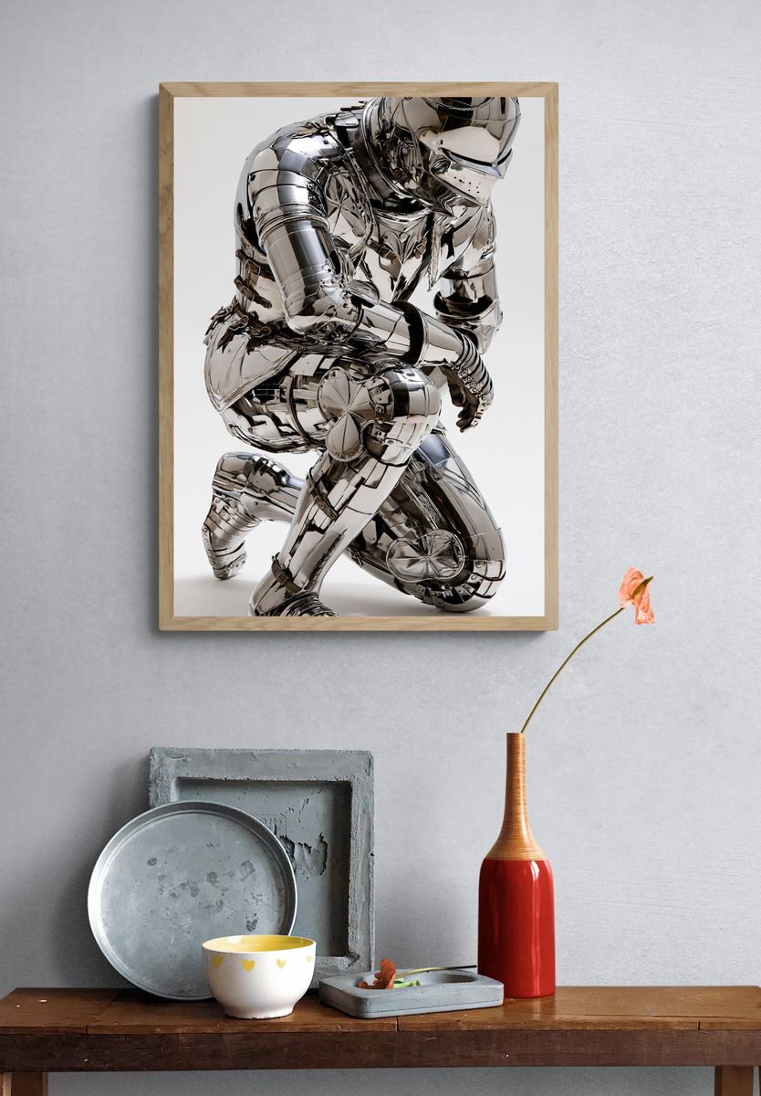 Chrome Knight Sculpture Poster. — room view 3