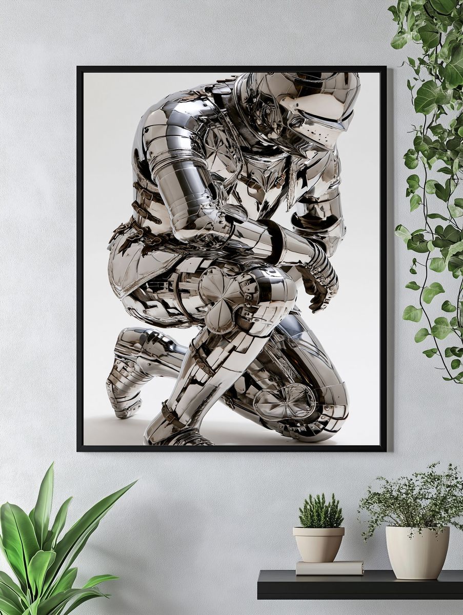 Chrome Knight Sculpture Poster. — room view 4