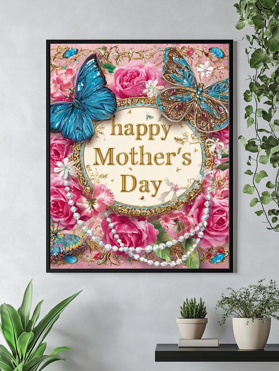 Happy Mother's Day Floral Butterfly Poster. — room view 4