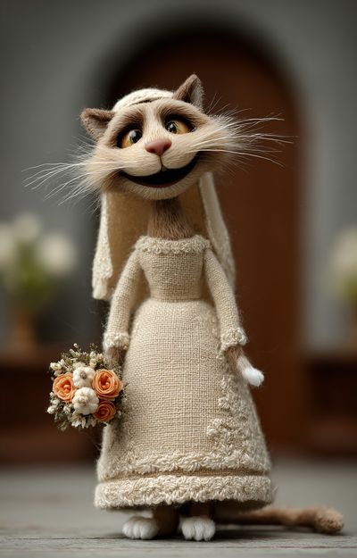 Bride Cat Portrait Print. poster print