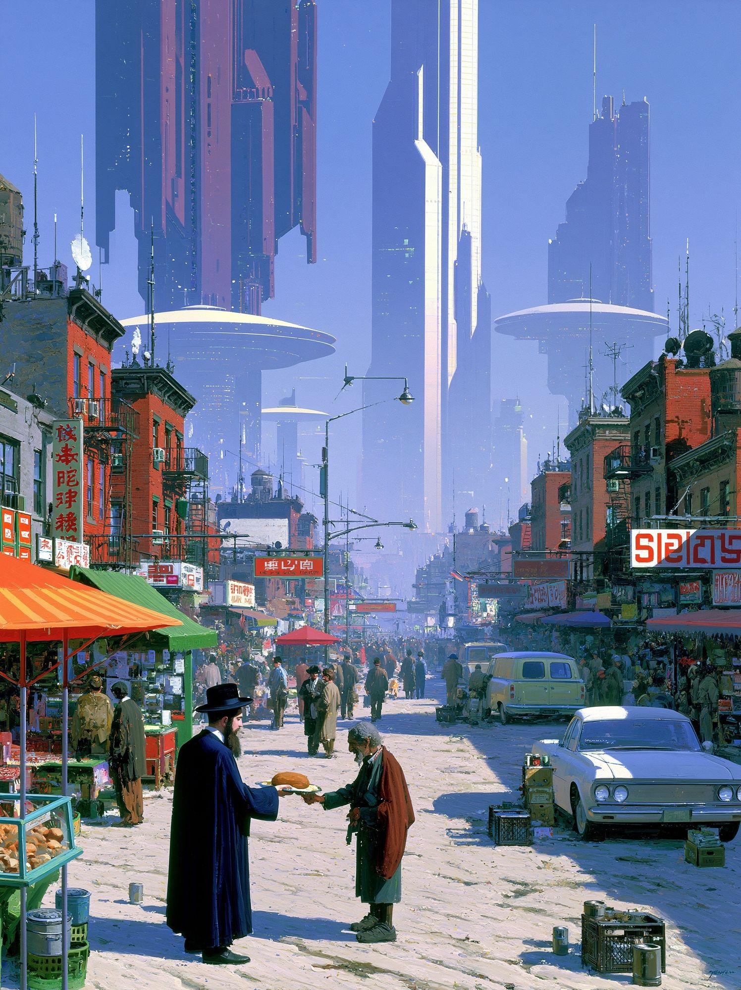 Futuristic City Street — Sci-Fi Print. poster — illustration art