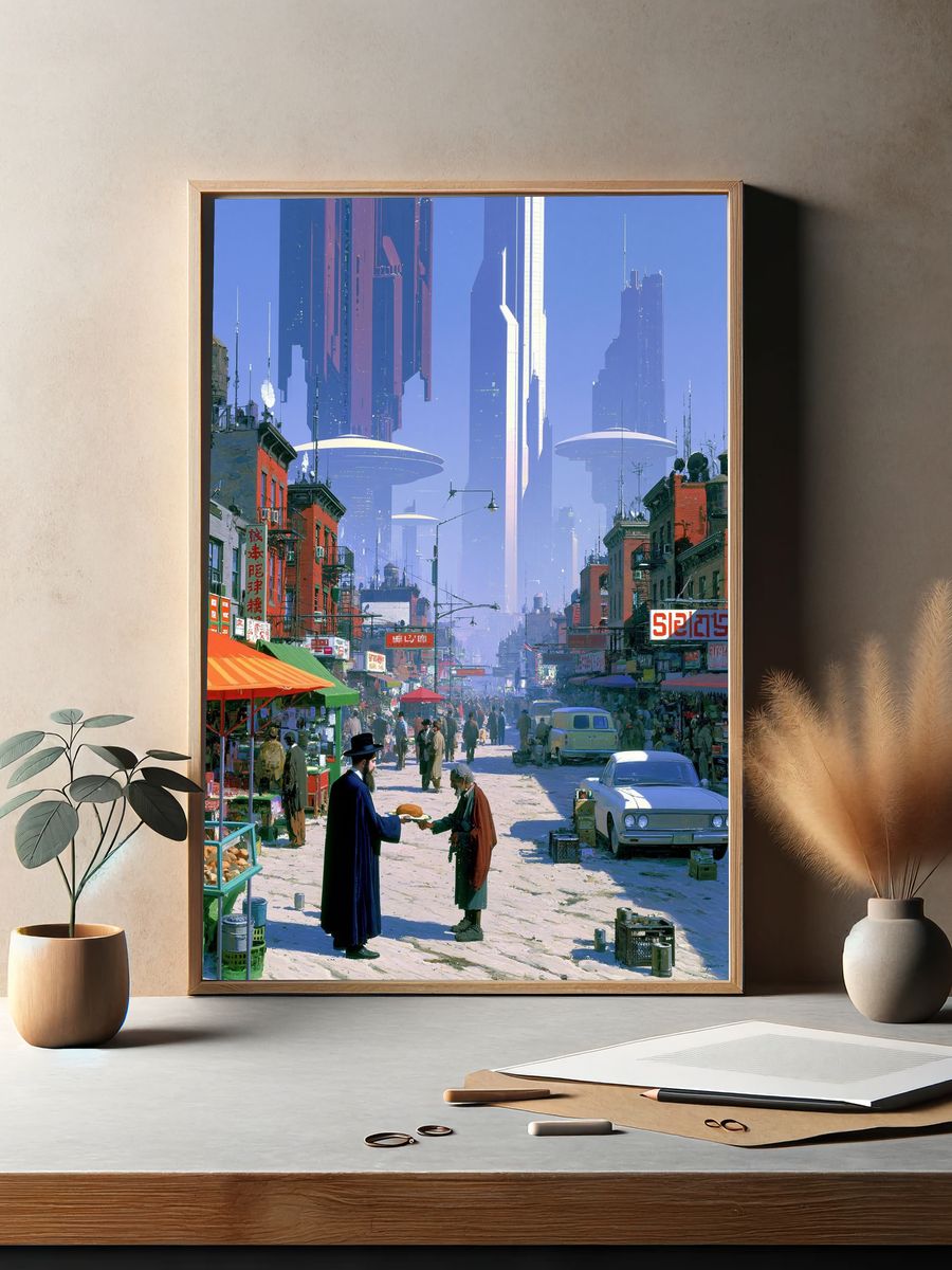 Futuristic City Street — Sci-Fi Print. — room view 2