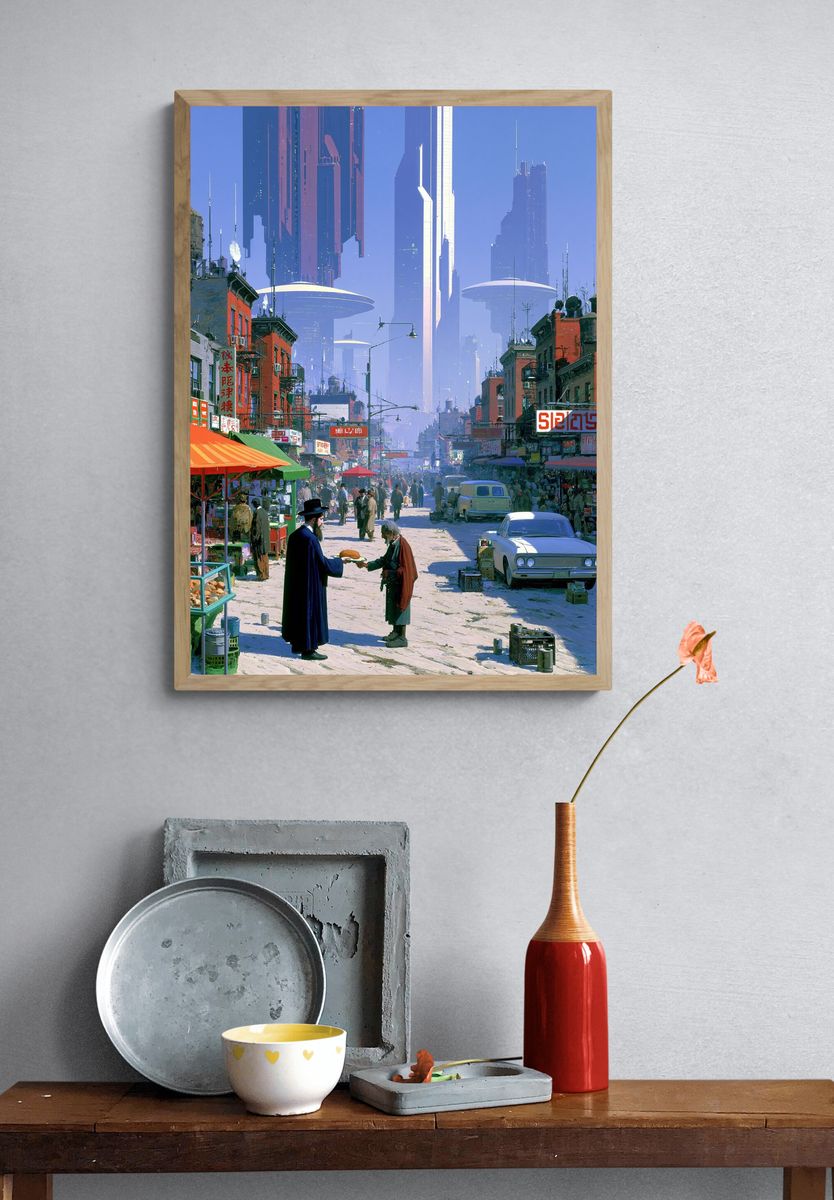 Futuristic City Street — Sci-Fi Print. — room view 3