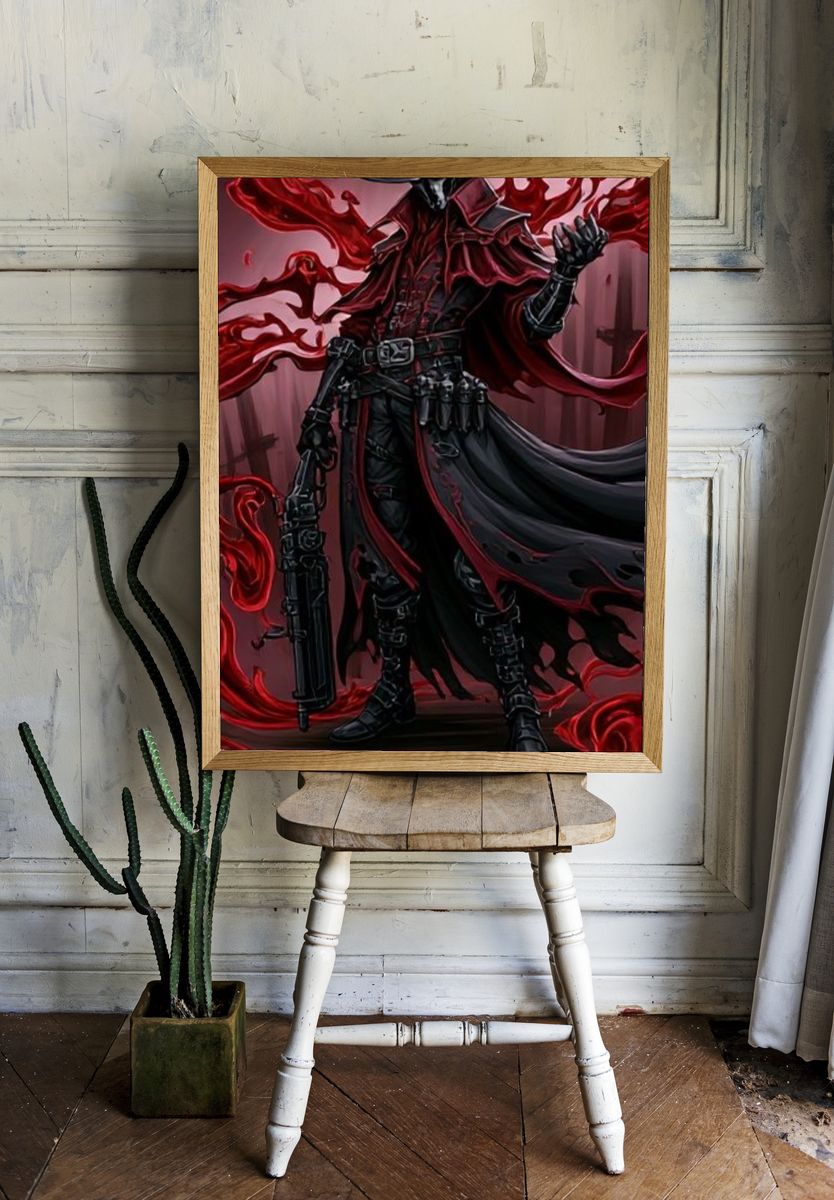 Crimson Gunslinger Digital Art Print. — room view 1