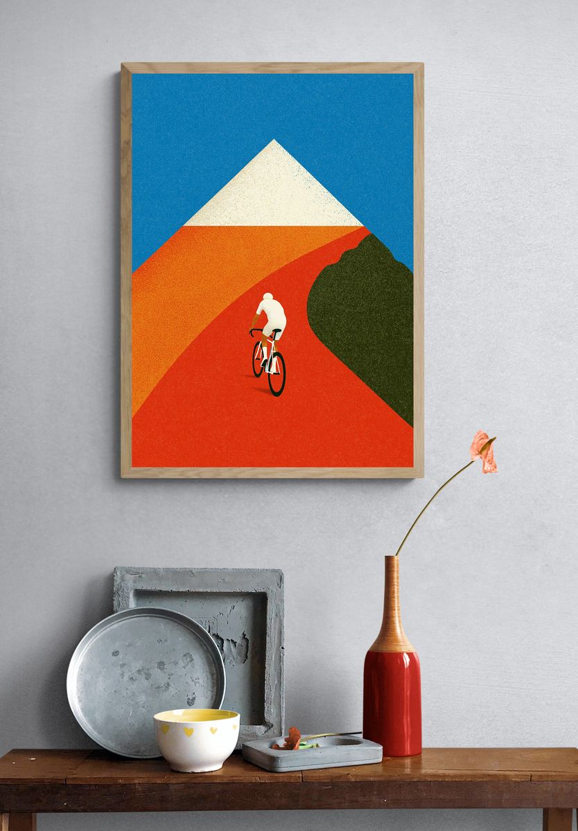 Cyclist on Geometric Road Poster. — room view 3