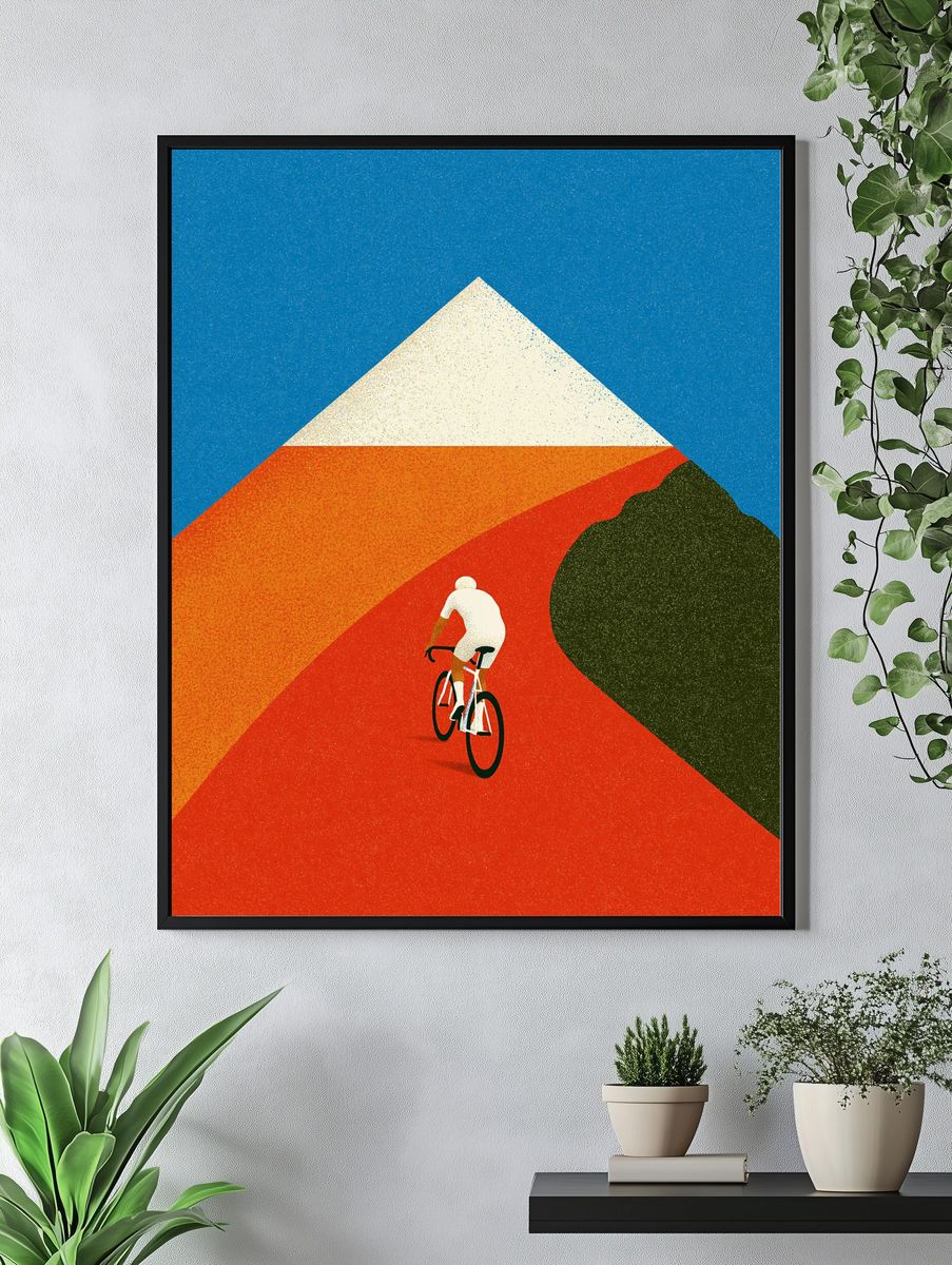 Cyclist on Geometric Road Poster. — room view 4