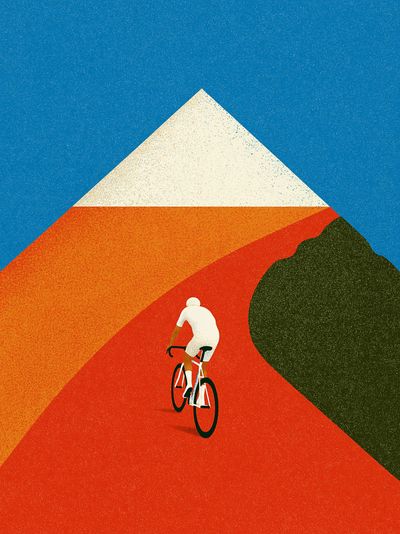 Cyclist on Geometric Road Poster. poster print