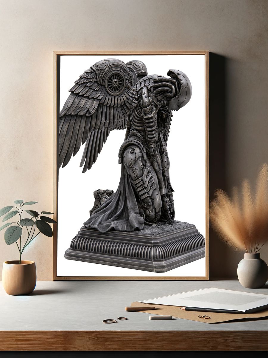 Mechanical Angel Sculpture Print. — room view 2