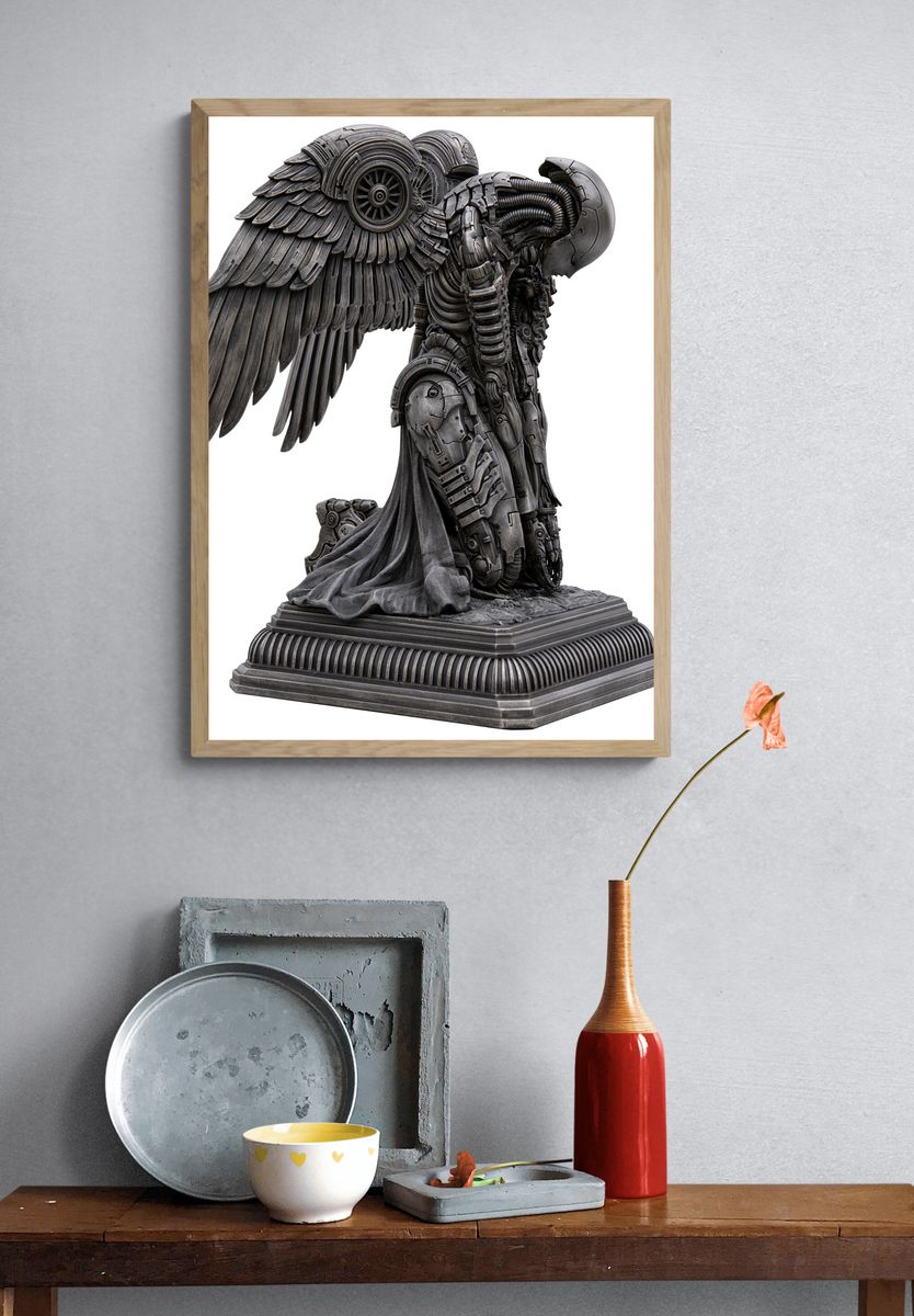 Mechanical Angel Sculpture Print. — room view 3