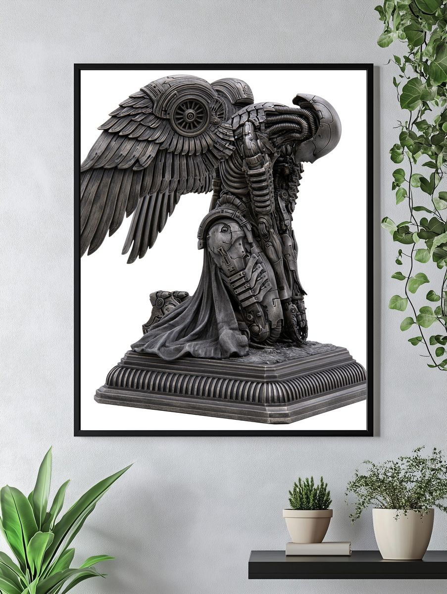 Mechanical Angel Sculpture Print. — room view 4