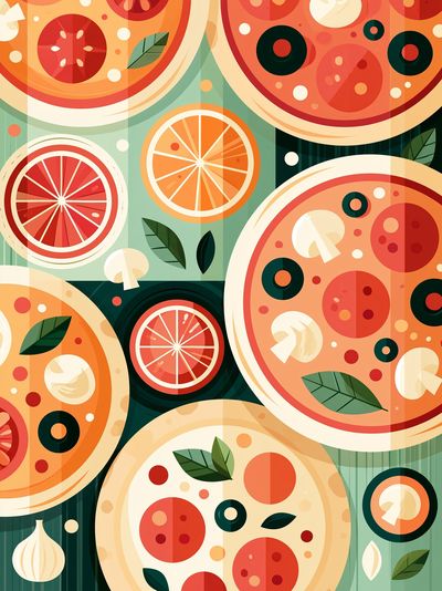 Colorful Pizza Slice Pattern Poster. poster