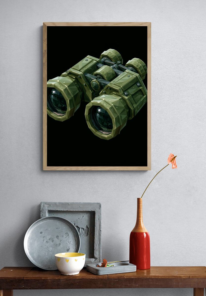 Futuristic Binoculars Illustration Print. — room view 3