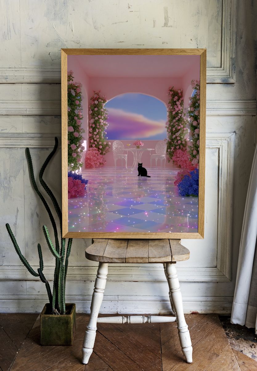 Pastel Floral Dreamscape Poster. — room view 1