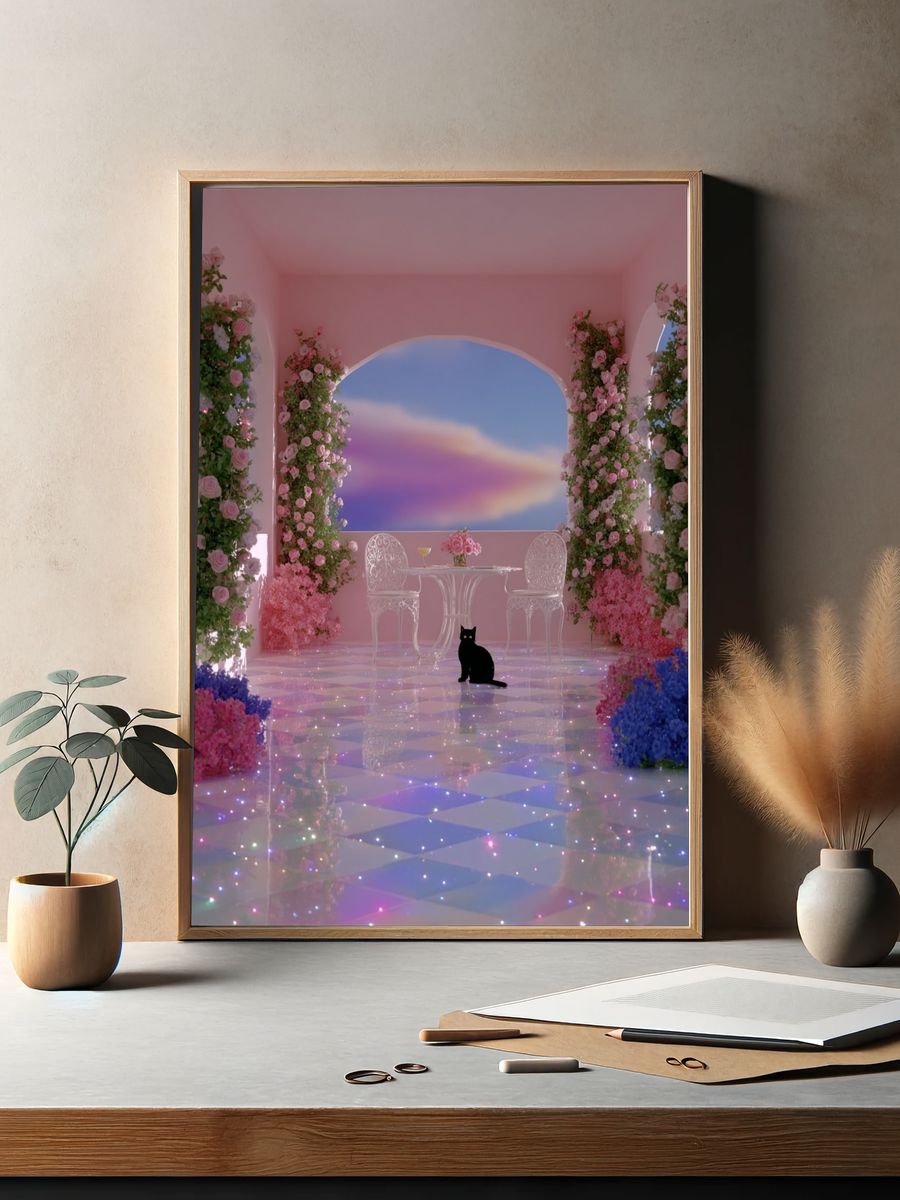 Pastel Floral Dreamscape Poster. — room view 2