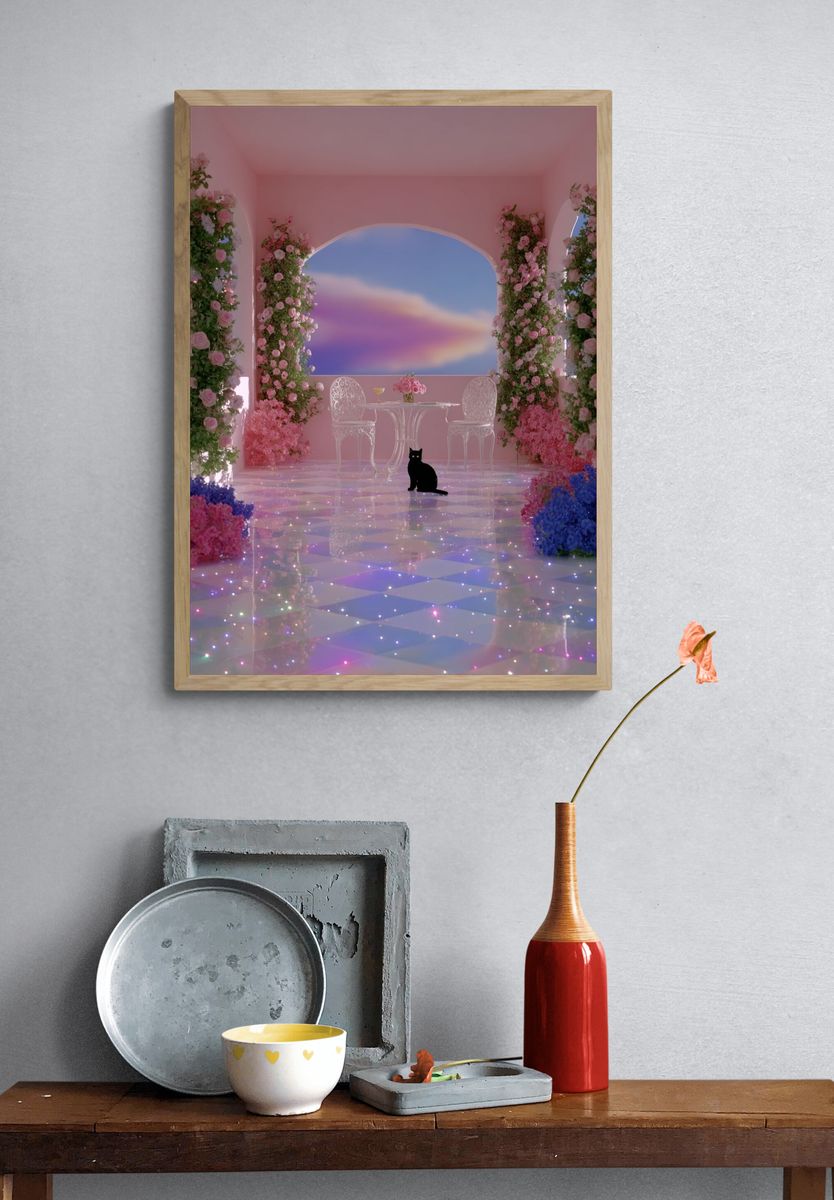 Pastel Floral Dreamscape Poster. — room view 3