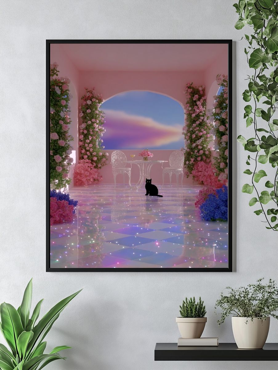 Pastel Floral Dreamscape Poster. — room view 4