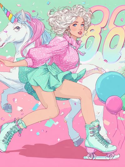 Unicorn Roller Girl Illustration Poster. poster print