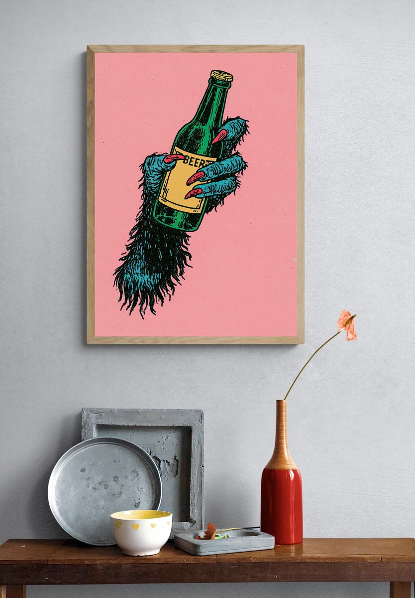 Astronaut and Giant Head Sci-Fi Poster. — room view 3