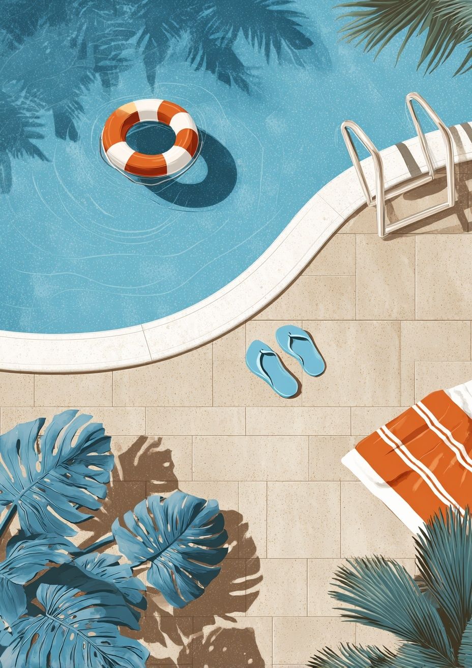 Poolside Summer Illustration Poster. poster — illustration art