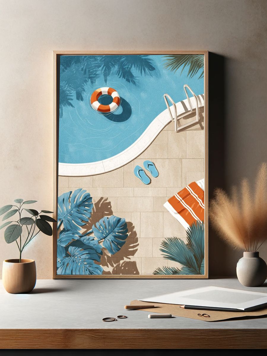 Poolside Summer Illustration Poster. — room view 2