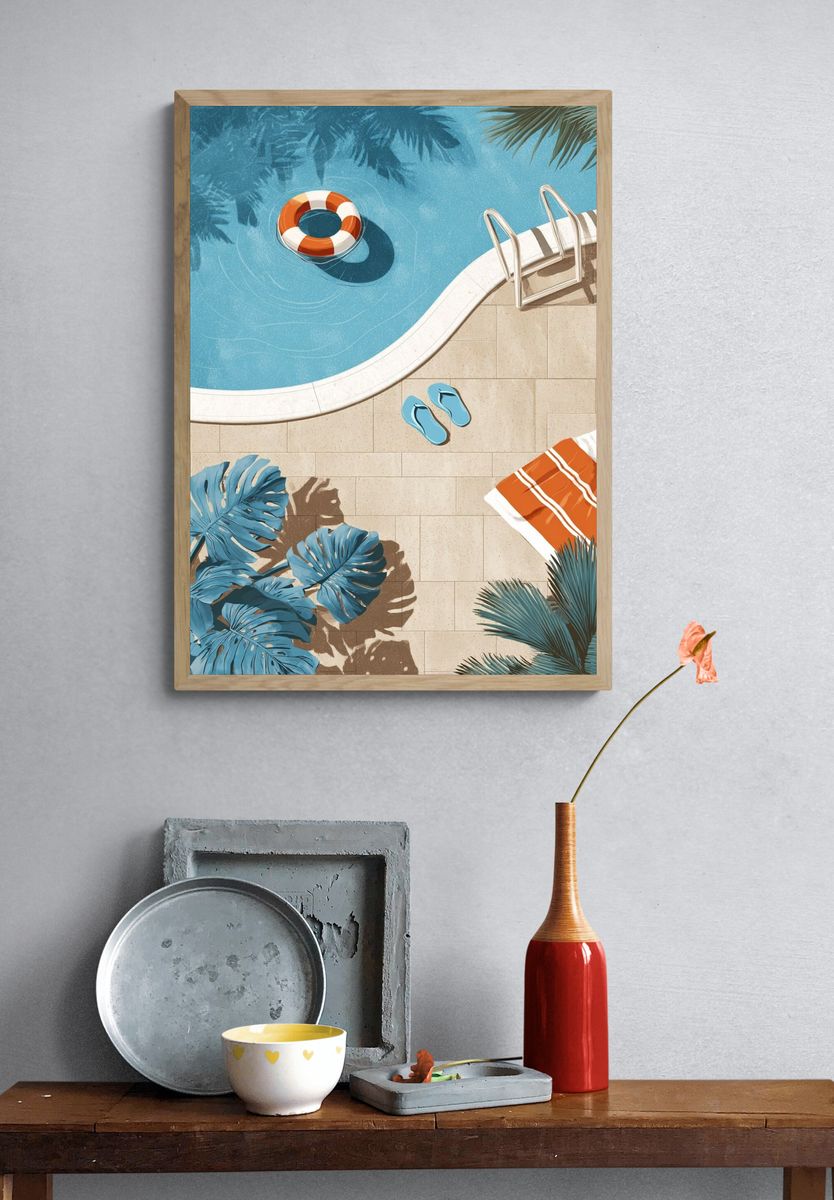 Poolside Summer Illustration Poster. — room view 3