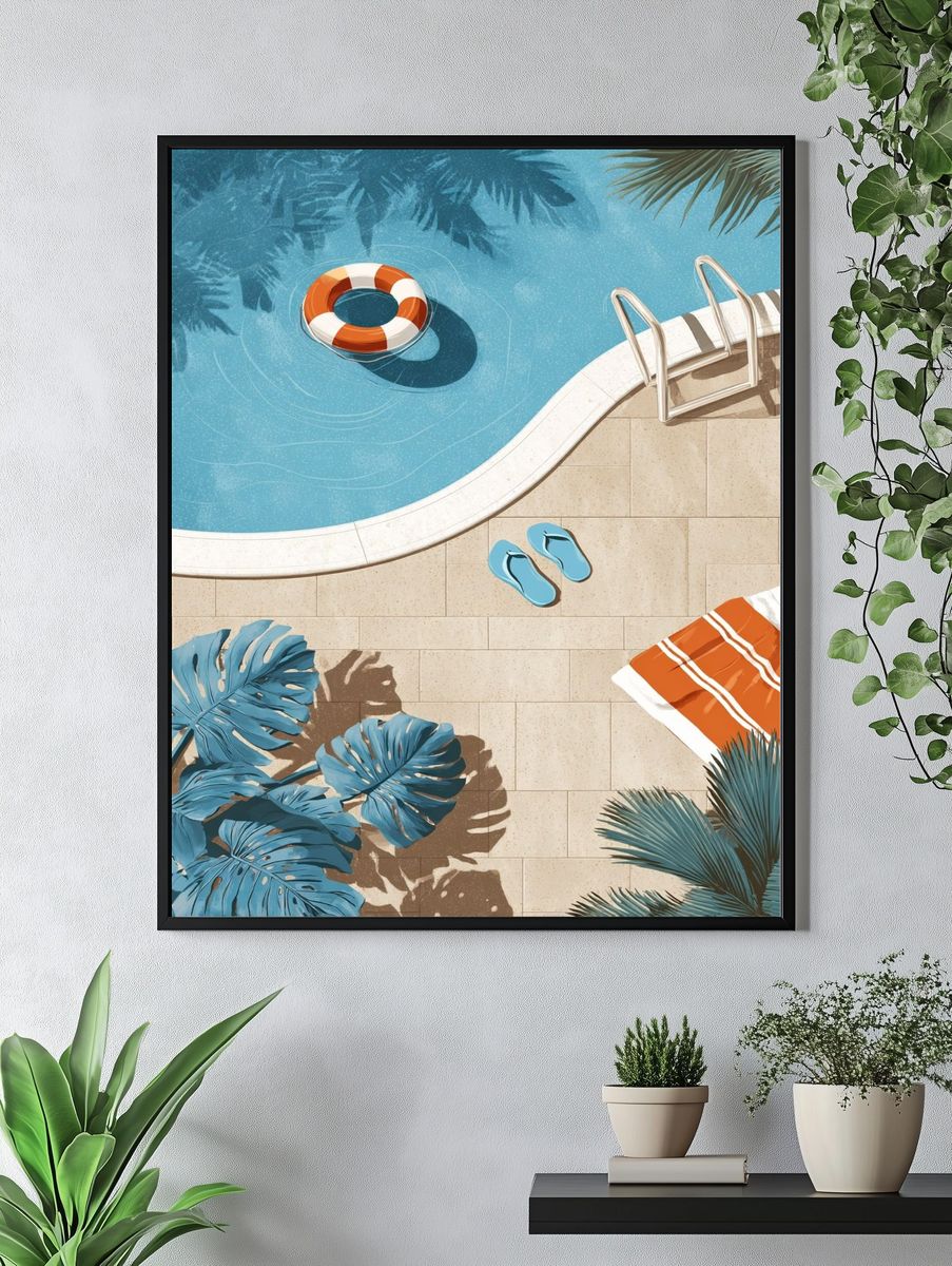 Poolside Summer Illustration Poster. — room view 4