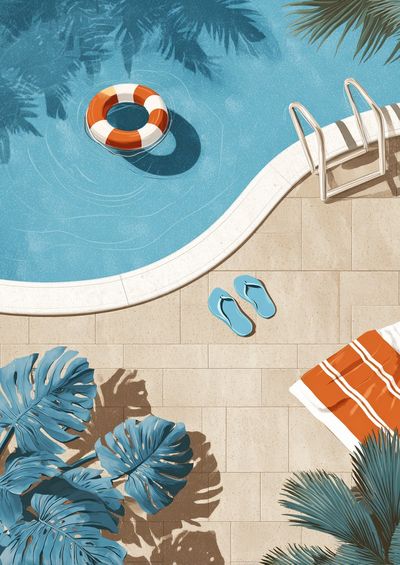 Poolside Summer Illustration Poster. poster