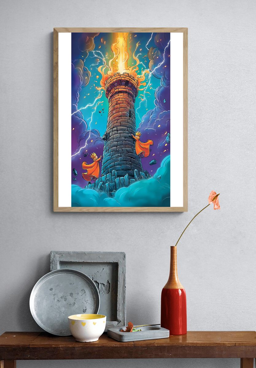 Lightning Tower Fantasy Print. — room view 3