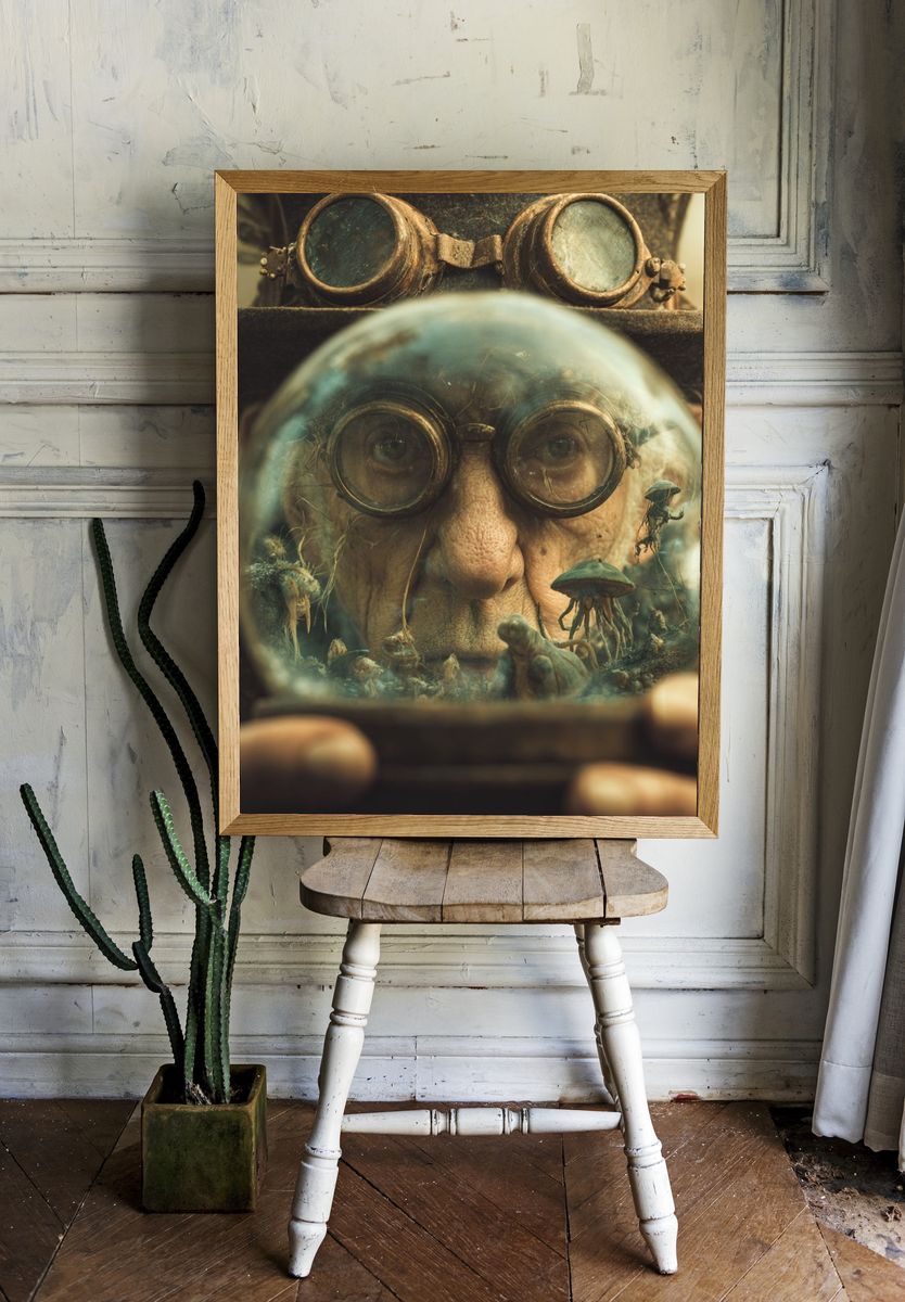 Steampunk Gnome Portrait Print. — room view 1