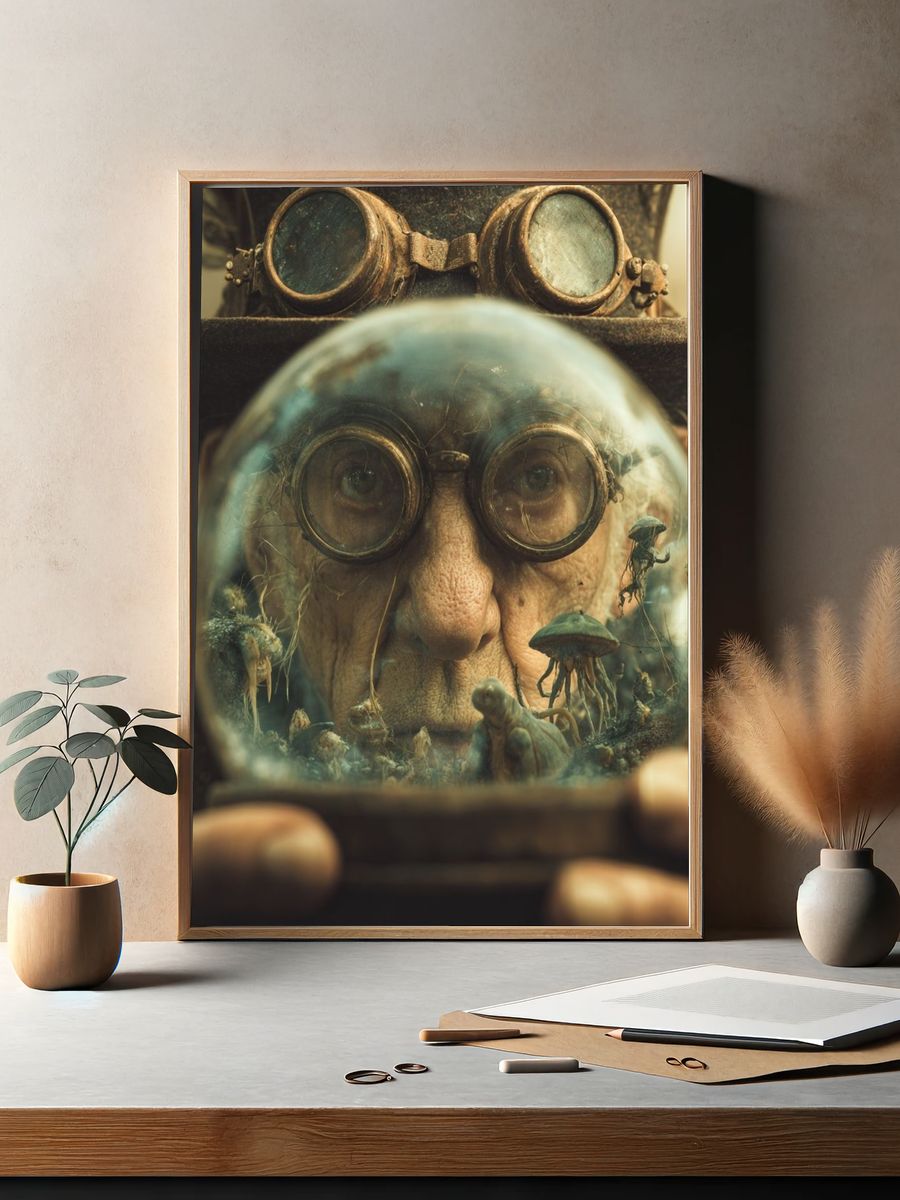 Steampunk Gnome Portrait Print. — room view 2