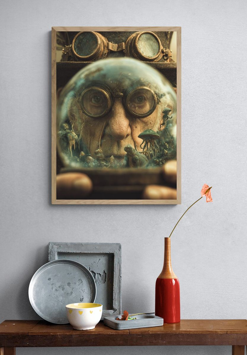 Steampunk Gnome Portrait Print. — room view 3